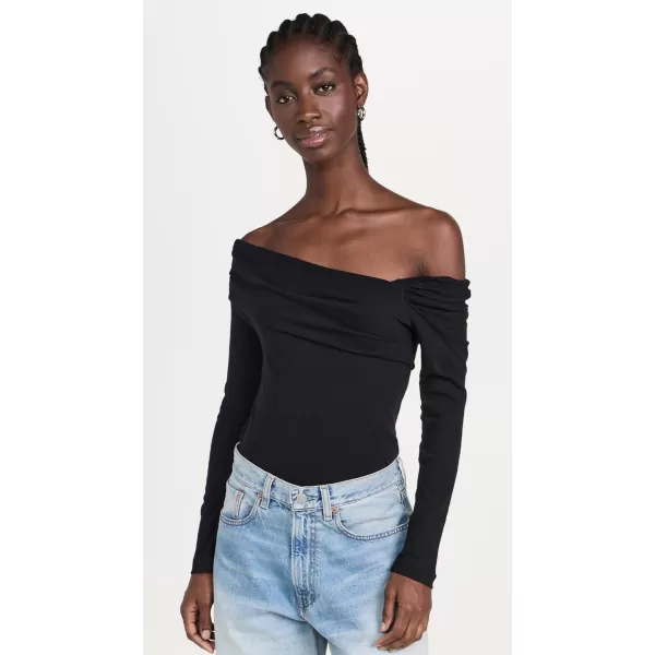 Enza Costa Womens Cashmere One Shoulder TopBlack