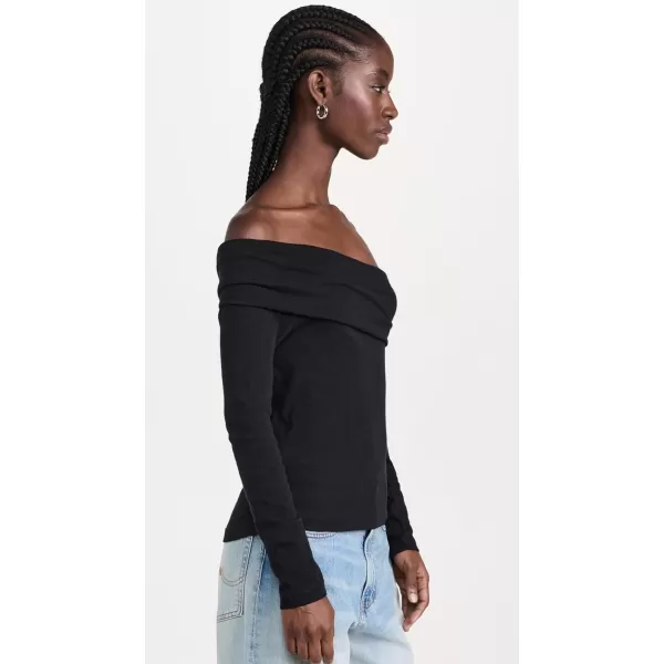 Enza Costa Womens Cashmere One Shoulder TopBlack