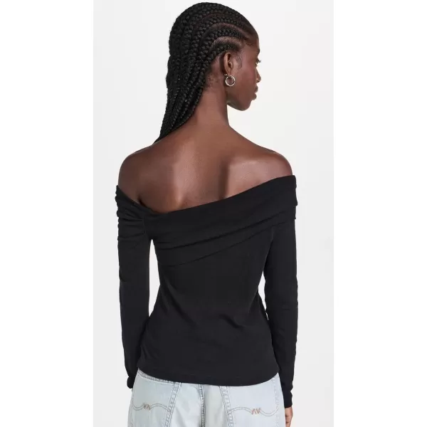 Enza Costa Womens Cashmere One Shoulder TopBlack