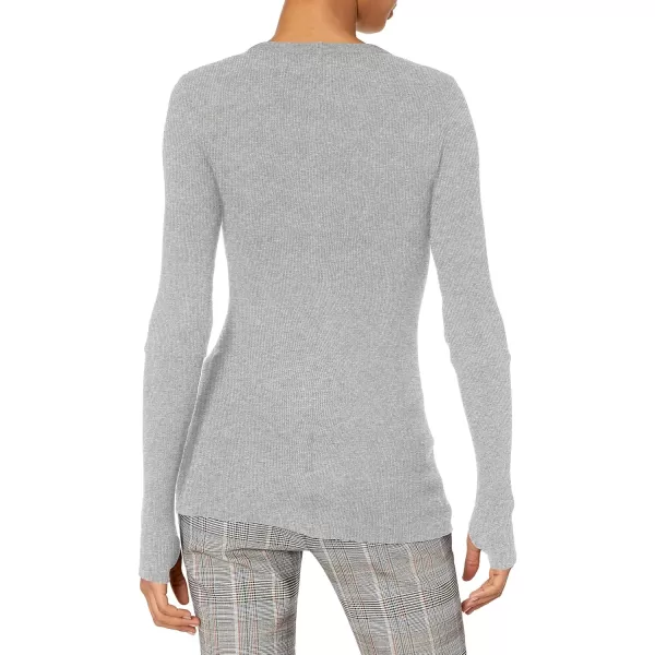 Enza Costa Womens Cashmere Thermal Long Sleeve Cuffed Crew Top with ThumbholesSmoke