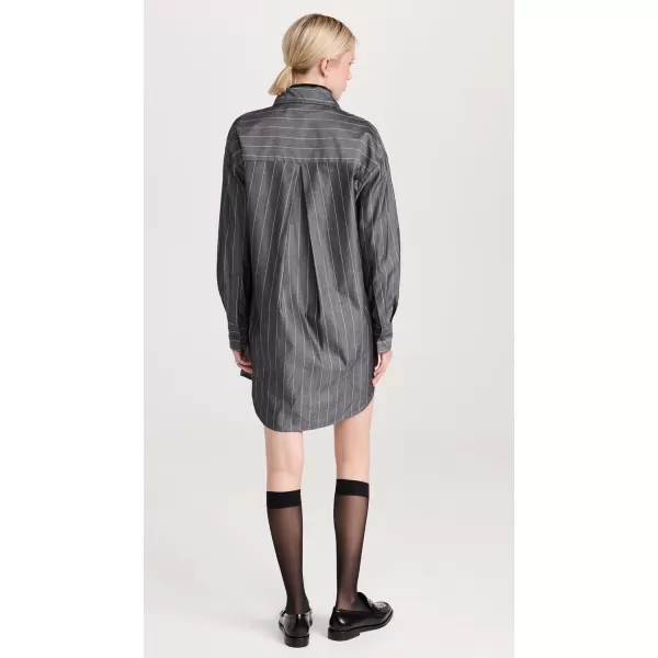 Enza Costa Womens Cotton Mini ShirtdressCharcoal Pinstripe