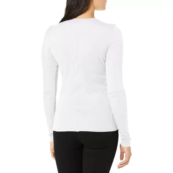 Enza Costa Womens Essential Supima Cotton Bold Long Sleeve Crew Neck TopWhite