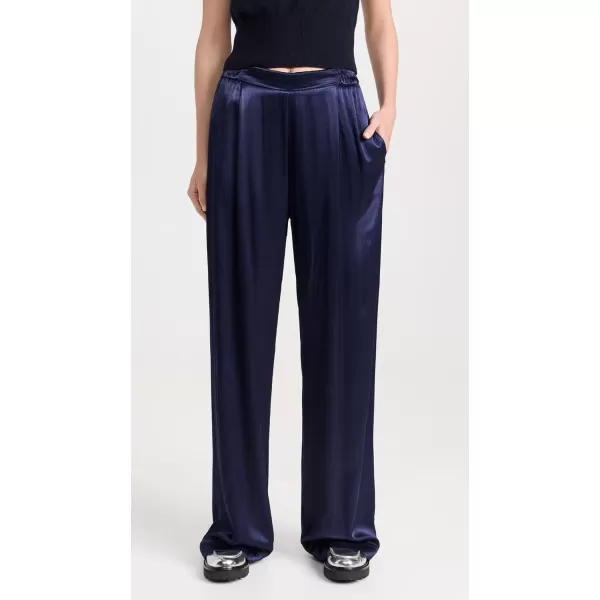 Enza Costa Womens Pleated Satin PantsDark Navy