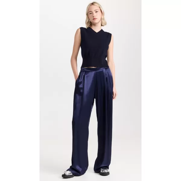 Enza Costa Womens Pleated Satin PantsDark Navy