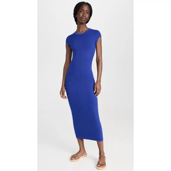 Enza Costa Womens Rib Cap Sleeve DressBlue Spirulina