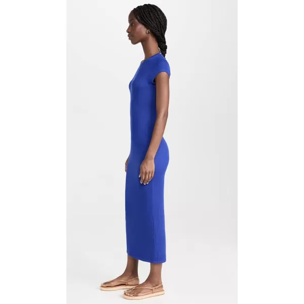 Enza Costa Womens Rib Cap Sleeve DressBlue Spirulina