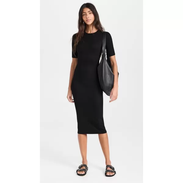 Enza Costa Womens Silk Rib Midi DressBlack