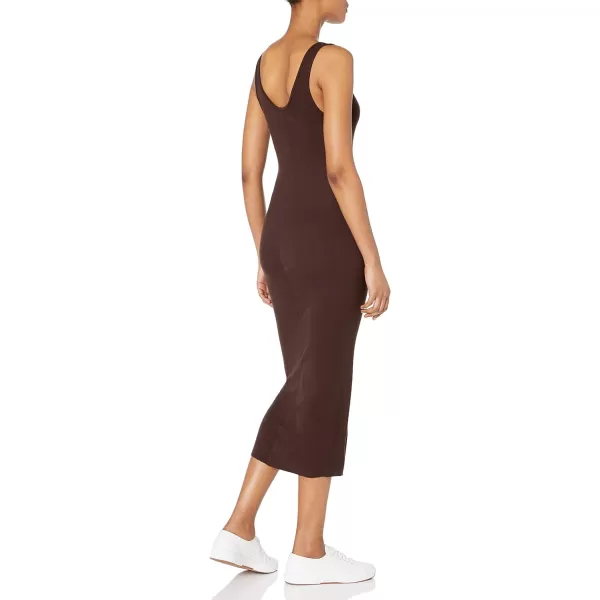 Enza Costa Womens Stretch Silk Rib Tank Midi DressBitter Brown