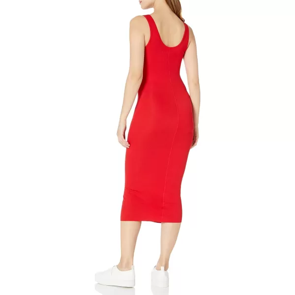 Enza Costa Womens Stretch Silk Rib Tank Midi DressIconic Red