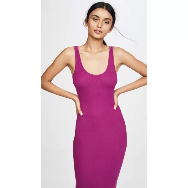 Enza Costa Womens Stretch Silk Rib Tank Midi DressMagenta