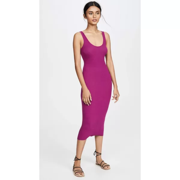 Enza Costa Womens Stretch Silk Rib Tank Midi DressMagenta