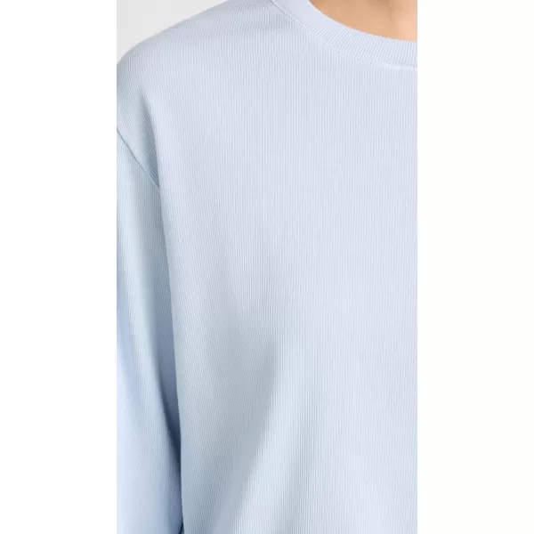 Enza Costa Womens Supima Knit Boxy Long Sleeve Crew TopPowder Blue