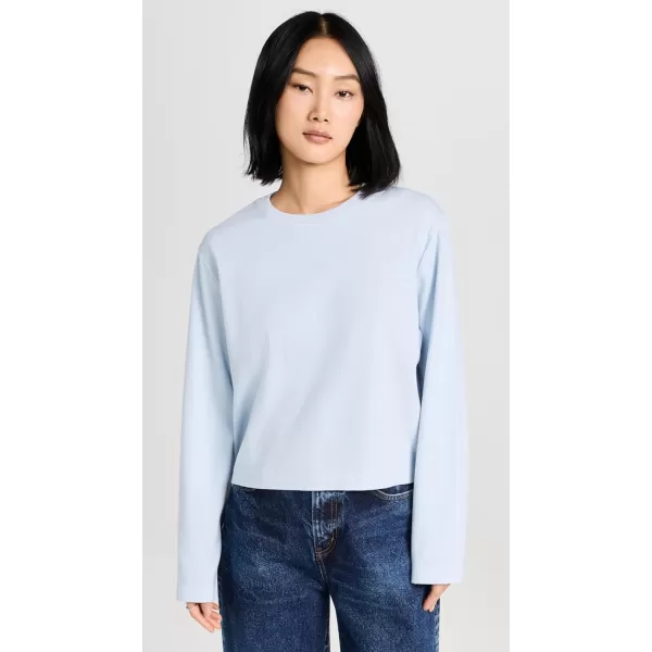 Enza Costa Womens Supima Knit Boxy Long Sleeve Crew TopPowder Blue