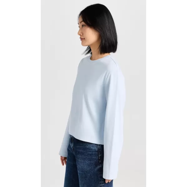 Enza Costa Womens Supima Knit Boxy Long Sleeve Crew TopPowder Blue