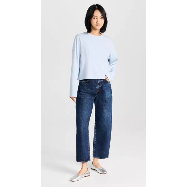 Enza Costa Womens Supima Knit Boxy Long Sleeve Crew TopPowder Blue