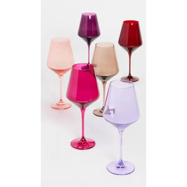 Estelle Colored Glass Womens Stemware Set of 6 FsaAmthCrl PchPnkRdLavAm Pink One SizeFsaAmthCrl PchPnkRdLavAm