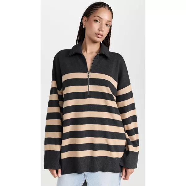 FP Movement Womens Coastal Stripe PulloverCarbon Camel Combo