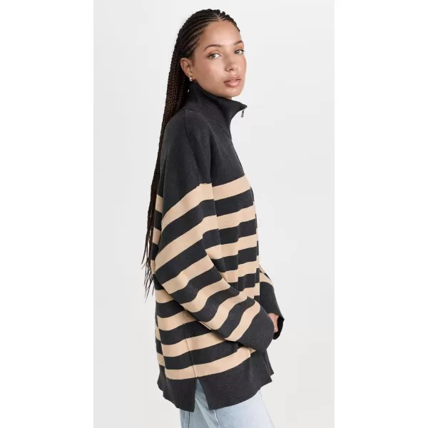 FP Movement Womens Coastal Stripe PulloverCarbon Camel Combo