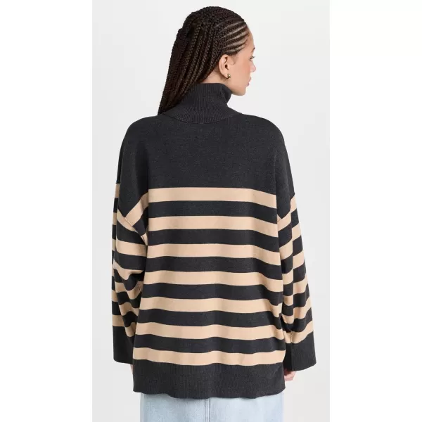 FP Movement Womens Coastal Stripe PulloverCarbon Camel Combo