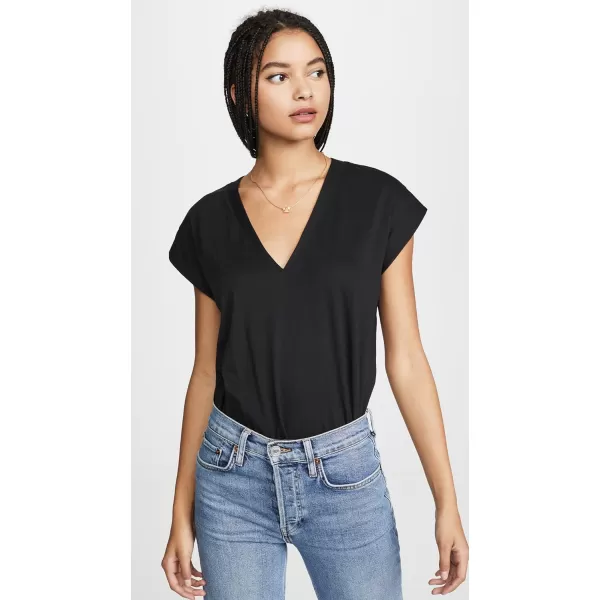 FRAME Womens Le Mid Rise V Neck TeeNoir