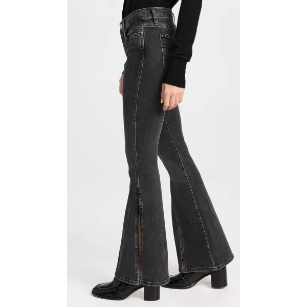 FRAME Womens Pixie Le High Flare Side Slit JeansObsidian Clean