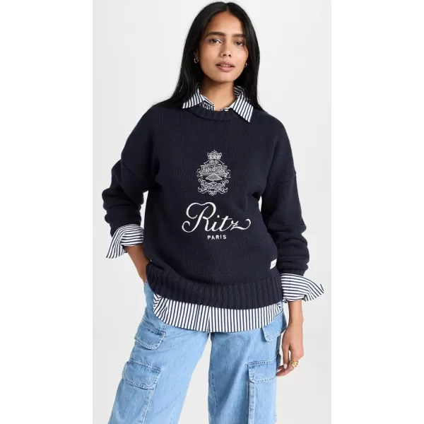 FRAME Womens x Ritz Paris Unisex Cashmere SweaterNavy