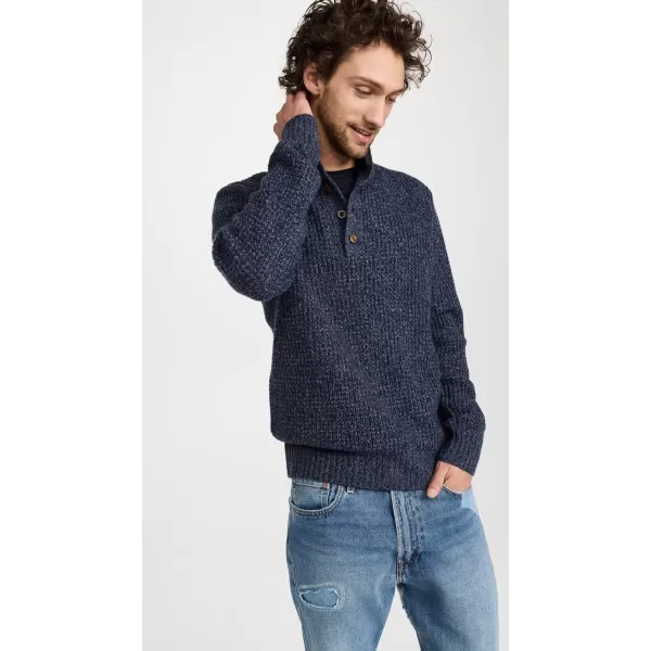 Faherty Mens Cashmere Wool Quarter Button SweaterDenim Melange