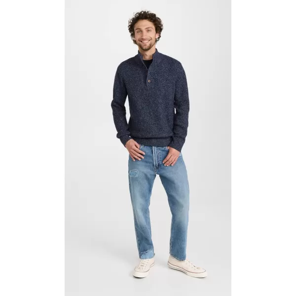 Faherty Mens Cashmere Wool Quarter Button SweaterDenim Melange