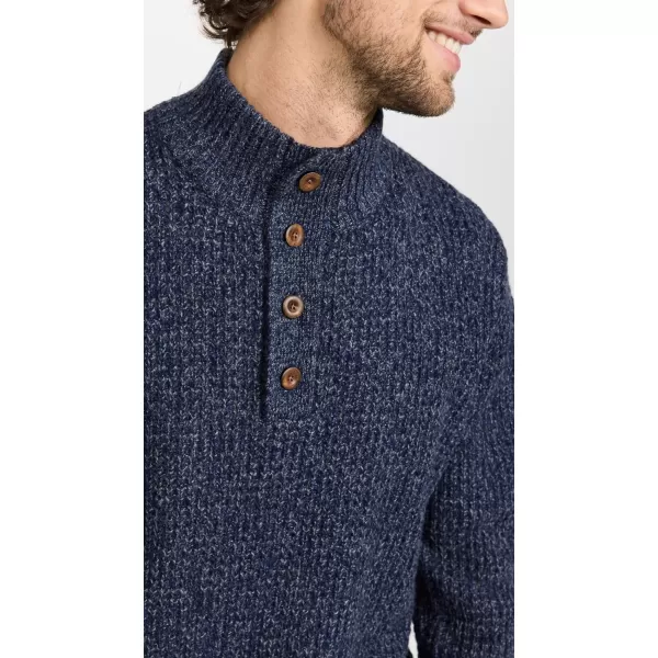 Faherty Mens Cashmere Wool Quarter Button SweaterDenim Melange