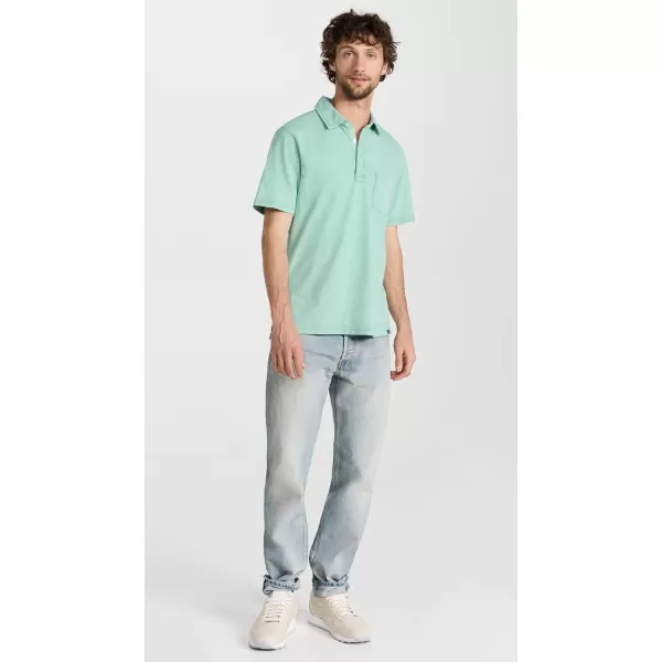 Faherty Mens Sunwashed TShirt PoloLagoon Teal