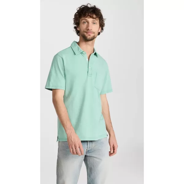 Faherty Mens Sunwashed TShirt PoloLagoon Teal