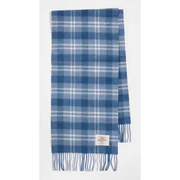 Faherty Mens Vintage Blue Plaid ScarfBlueGrey