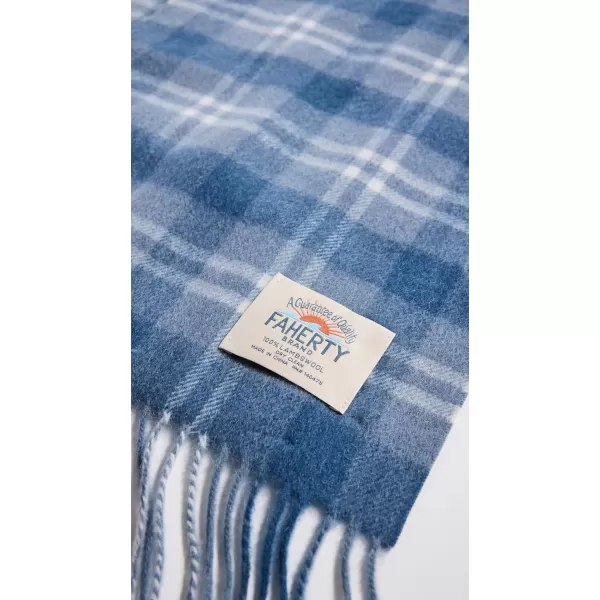 Faherty Mens Vintage Blue Plaid ScarfBlueGrey