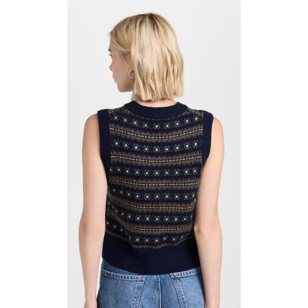 Faherty Womens Highland Fair Isle Sweater VestNavy Multi