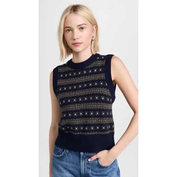 Faherty Womens Highland Fair Isle Sweater VestNavy Multi