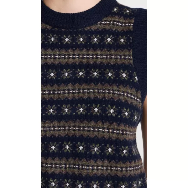 Faherty Womens Highland Fair Isle Sweater VestNavy Multi