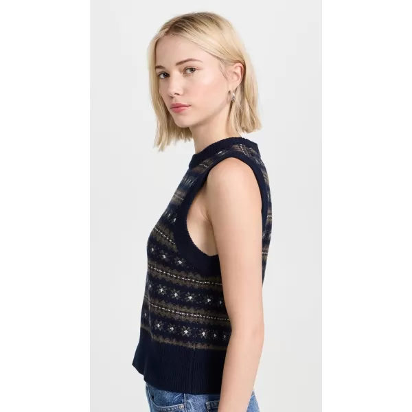 Faherty Womens Highland Fair Isle Sweater VestNavy Multi