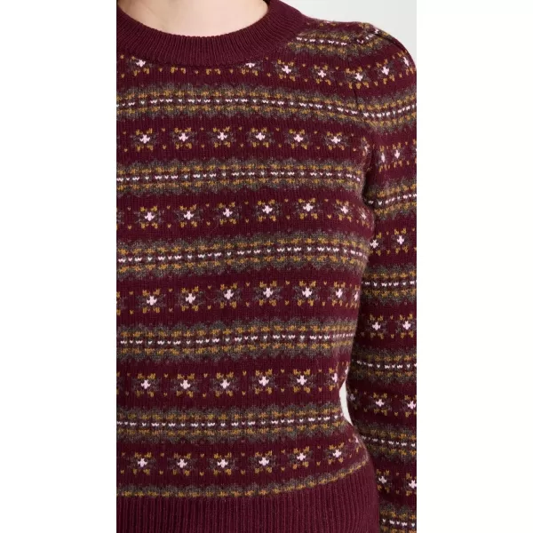 Faherty Womens Highland Fair Isle SweaterMaroon Multi