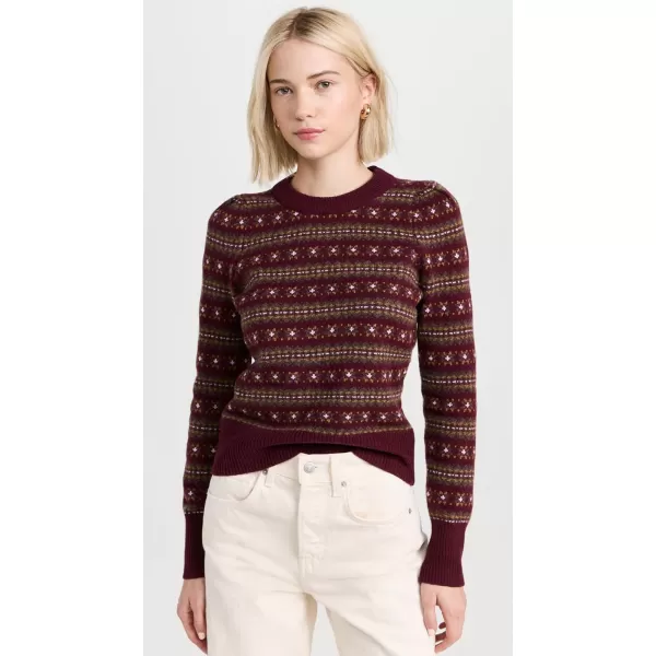 Faherty Womens Highland Fair Isle SweaterMaroon Multi