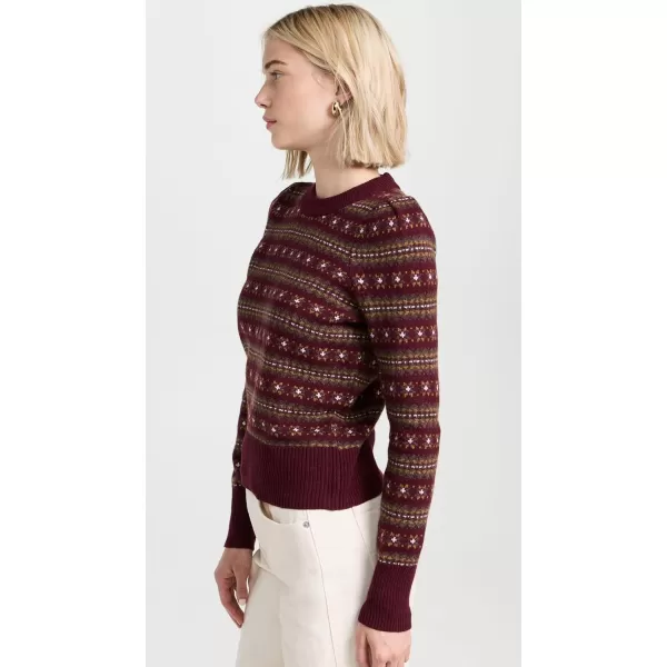 Faherty Womens Highland Fair Isle SweaterMaroon Multi