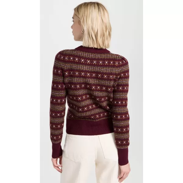 Faherty Womens Highland Fair Isle SweaterMaroon Multi