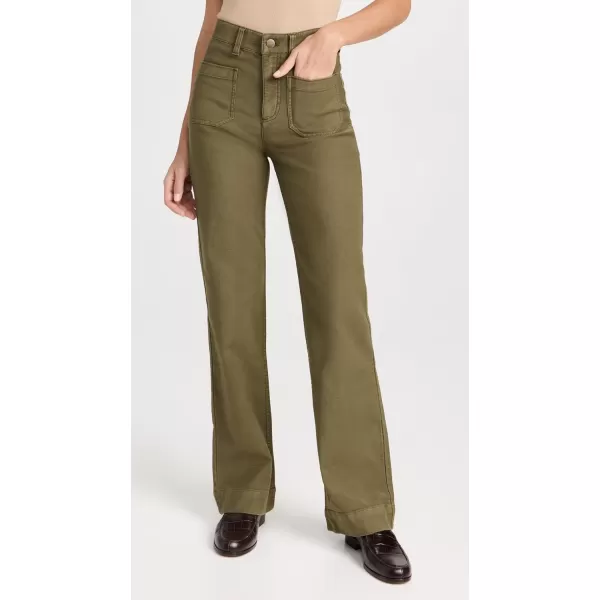 Faherty Womens Stretch Terry Slim Wide Leg PantsMilitary Olive