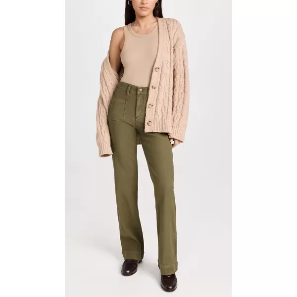 Faherty Womens Stretch Terry Slim Wide Leg PantsMilitary Olive