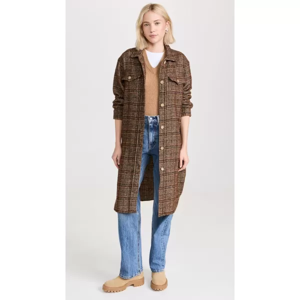 Frank amp Eileen Womens Italian Wool Shirt JacketOrange Brown Textured Plaid