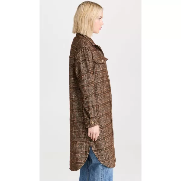 Frank amp Eileen Womens Italian Wool Shirt JacketOrange Brown Textured Plaid