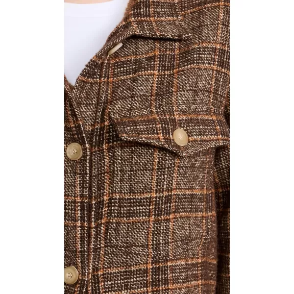 Frank amp Eileen Womens Italian Wool Shirt JacketOrange Brown Textured Plaid