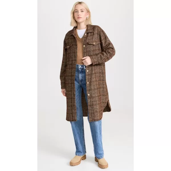 Frank amp Eileen Womens Italian Wool Shirt JacketOrange Brown Textured Plaid