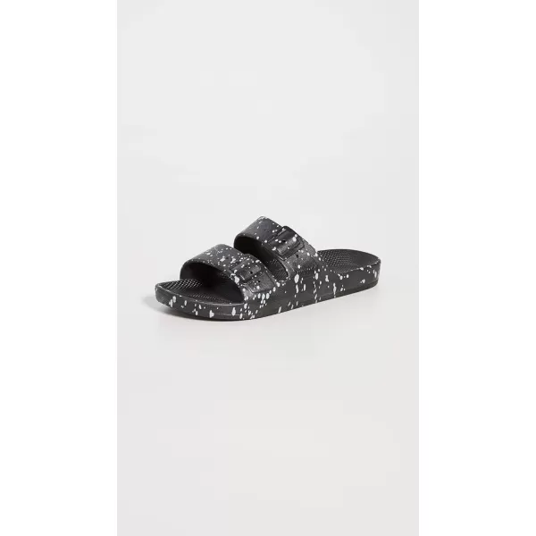 Freedom Moses Womens Moses Two Band SlidesBlack Splatter