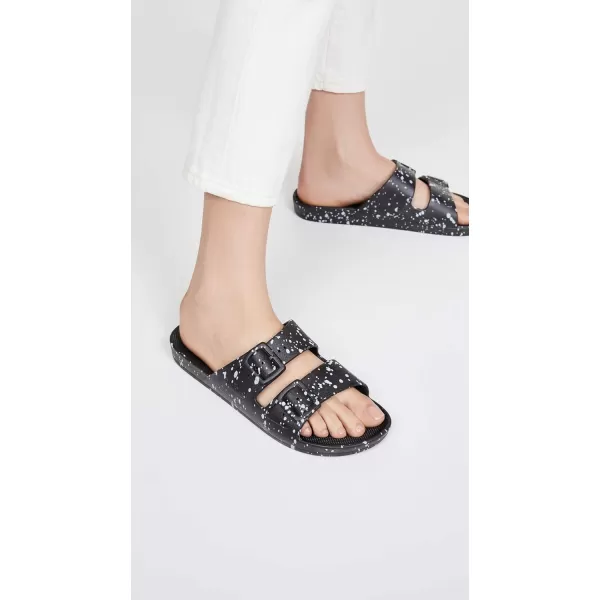 Freedom Moses Womens Moses Two Band SlidesBlack Splatter