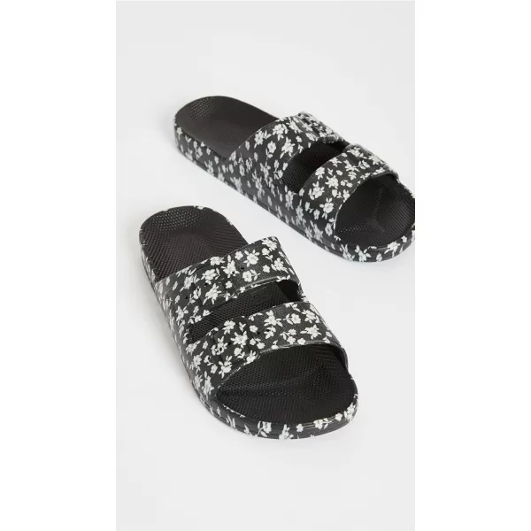 Freedom Moses Womens Moses Two Band SlidesLily RoseBlack